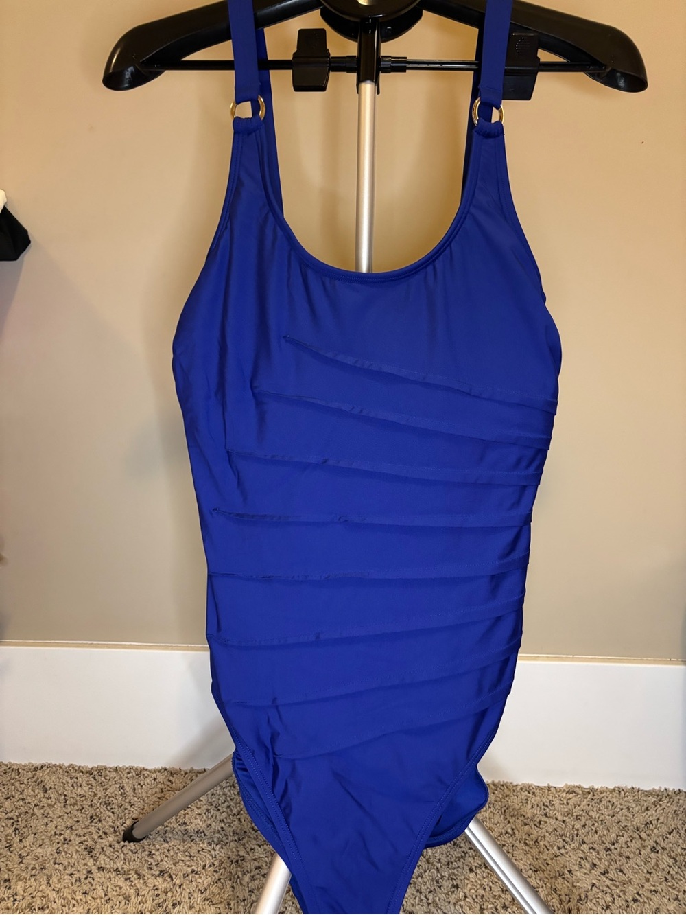 Calvin Klein Women’s 14 Royal Blue One Piece Swimsuit Ruched Tummy Control - Picture 3 of 12